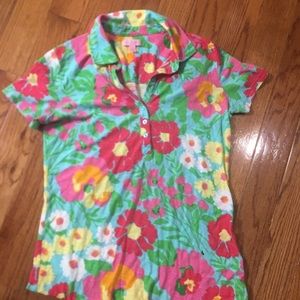 LILY PULITZER BUTTON UP POLO SIZE MEDIUM